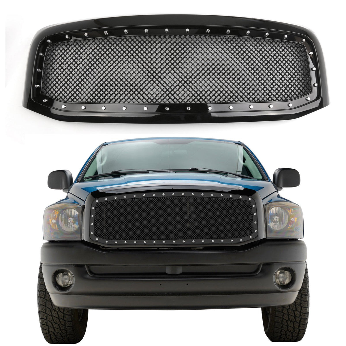 For Ram 1500 2500 3500 (06-08) Mesh Style Front Hood Grille W Chrome 