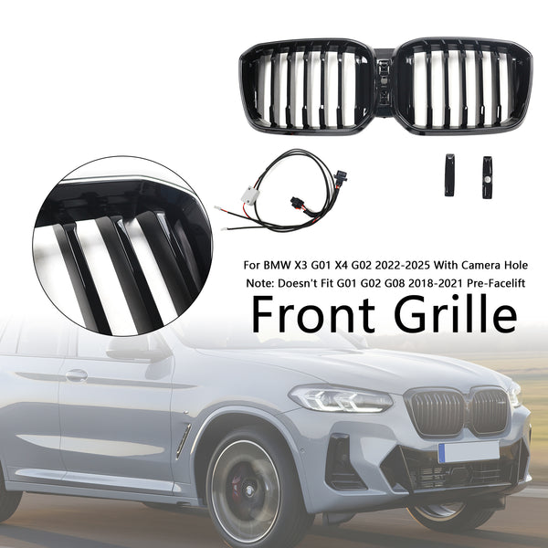 2022-2025 BMW X3 G01 X4 G02 Glossy Black Front Bumper Kidney Grille Generic