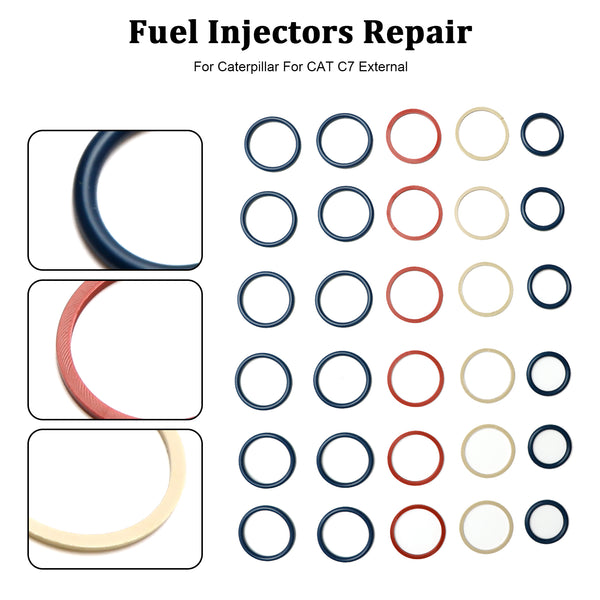 Caterpillar C7 Fit CAT C7 External 6PCS Fuel Injectors Seal O-Ring Kit Generic