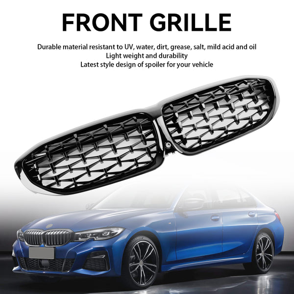 2019-2022 BMW 3 Series G20 G28 Diamond Black Kidney Grille Grill 51138072085 Generic