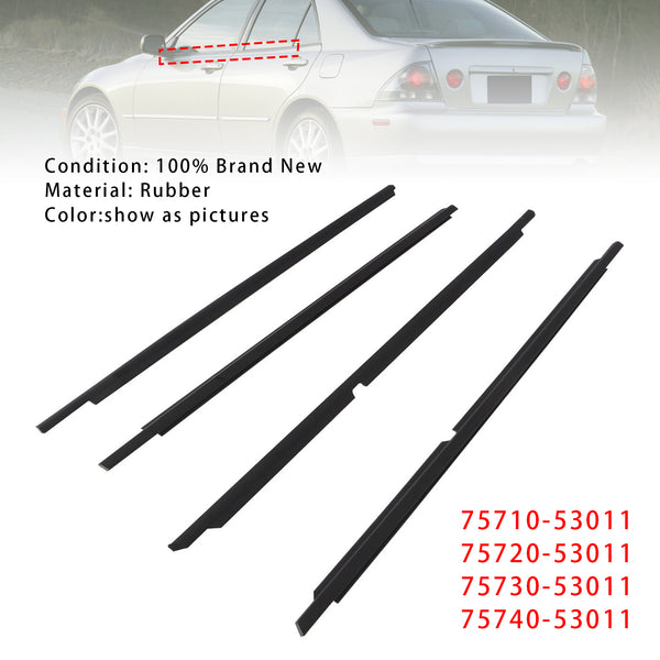 4PCS Front+Rear Door Window Belt Trim Molding For Toyota Lexus IS300 2001-2005