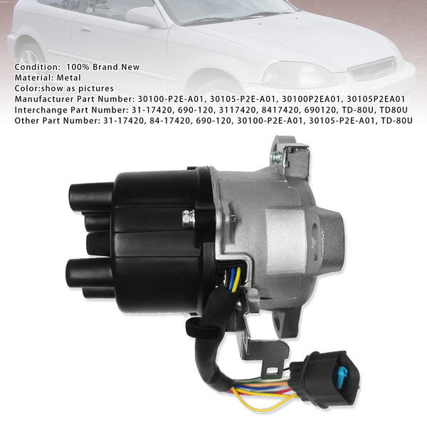 Ignition Distributor 30100-P2E-A01 For Honda Civic 1996-1998 Civic del Sol 1.6L