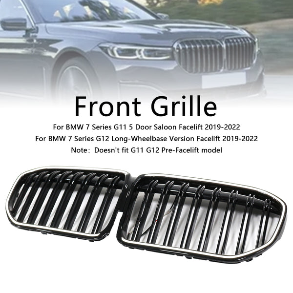 2019-2022 BMW 7 Series G11 G12 Double Slat Gloss Black Front Grill Grille Generic