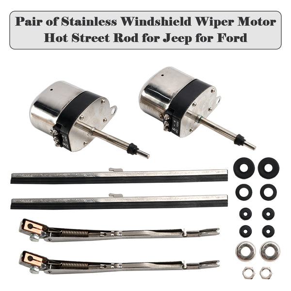 Vintage Classic Cars Hot Rods Pair of Stainless Windshield Wiper Motor Hot Street Rod 558SS, S6558 Generic