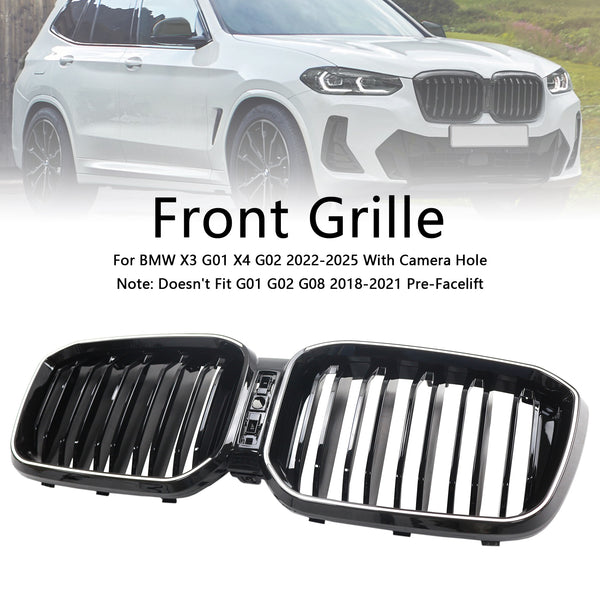 2022-2025 BMW X3 G01 X4 G02 Double Slat Glossy Black Bumper Kidney Grille Generic