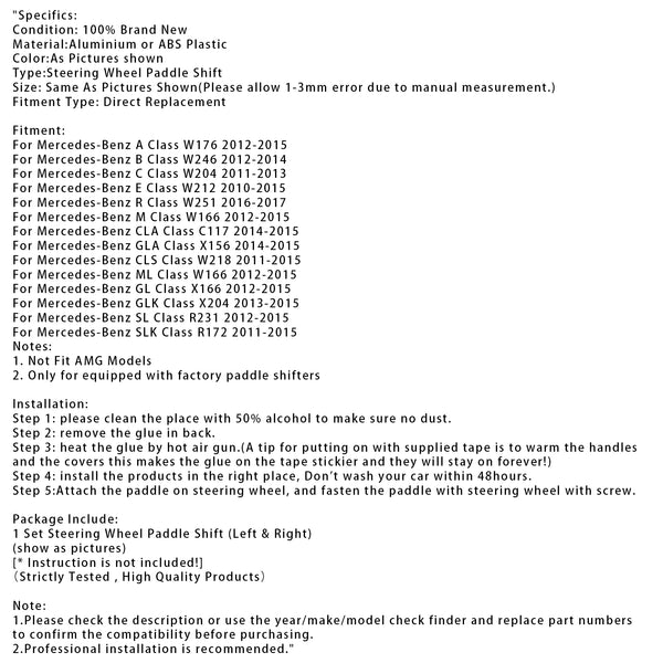 Steering Wheel Paddle Shifter For Mercedes-Benz B GL GLA 12-15