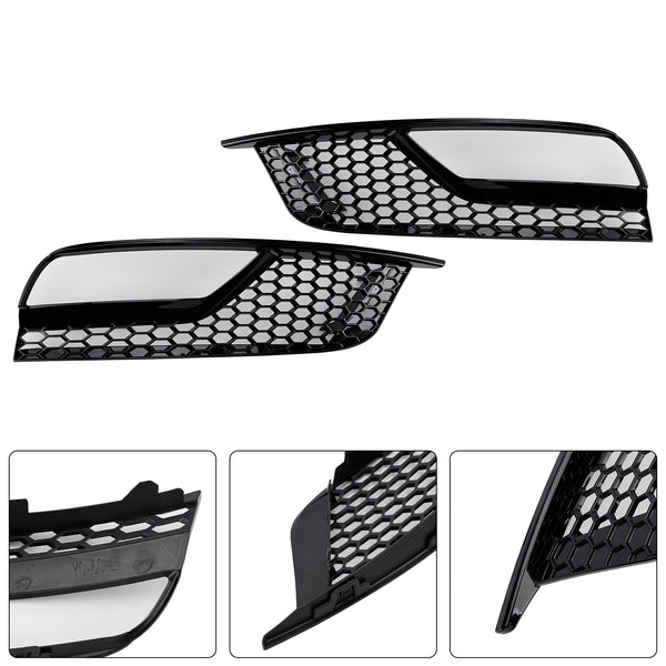 Gloss Black Front Fog Light Grill Covers Fit Audi A3 8V Sedan 2013-2016
