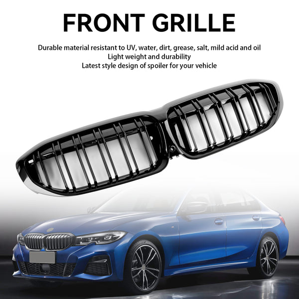 2019-2022 BMW 3 Series G20 G28 Black Dual Slat Kidney Grille Grill 51138072085 Generic