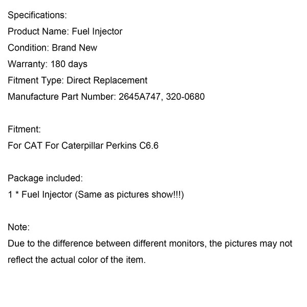 CAT For Caterpillar Perkins C6.6 1PCS Fuel Injector 2645A747 320-0680 Generic