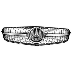 2008-2014 Mercedes Benz W204 C300 C350 Diamond Front Bumper Grille Grill W/LED Emblem