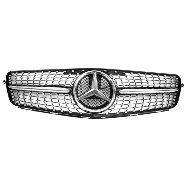 2008-2014 Mercedes Benz W204 C300 C350 Diamond Front Bumper Grille Grill W/LED Emblem