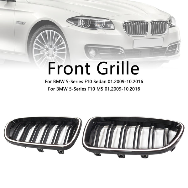 01.2009-10.2016 BMW 5-Series F10 Kidney Bumper Grill Grille Gloss Black 51137203649 51137203650 Generic