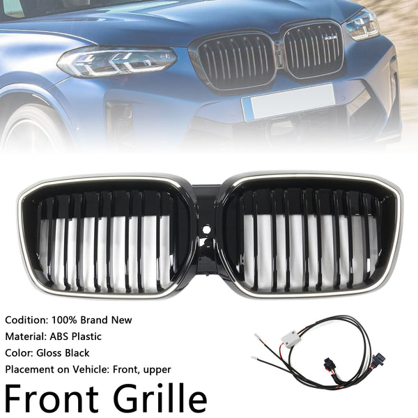 2022-2024 BMW IX3 G08 LCI Double Slat Gloss Black Front Kidney Grill Grille Generic