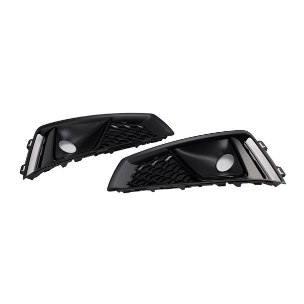 Black Front Fog Light Grille Trim Cover Fit Audi A4 B9 S-LINE S4 2018-2020