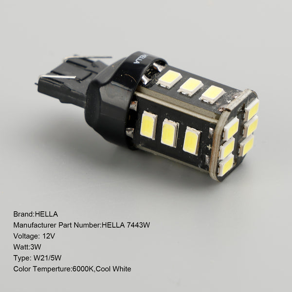 10X For HELLA LED Retrofit 7443W LED W21/5W 12V 3W W3x16Q 6000K Generic