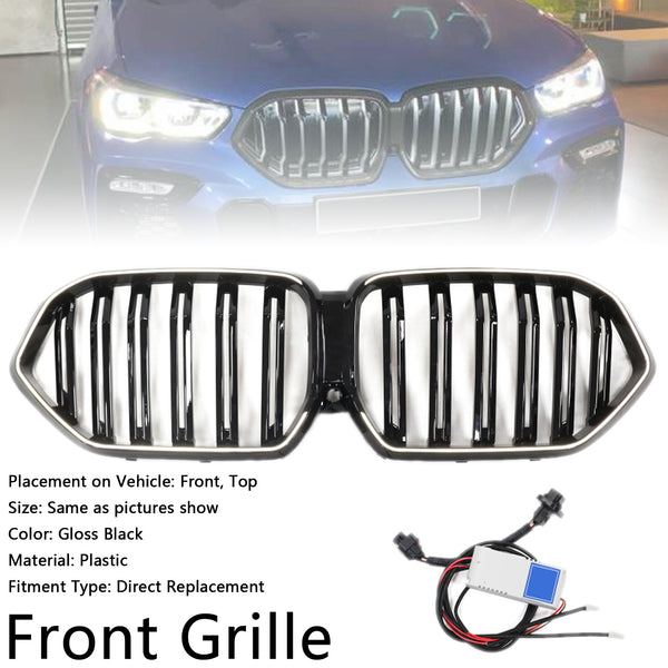 2020-2022 BMW X6 G06 M50i Gloss Black Front Bumper Grille W/Camera Hole Generic