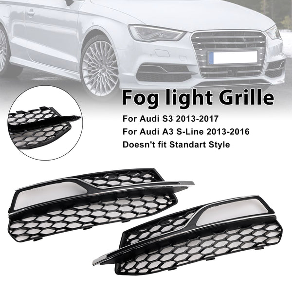 2013-2016 Audi A3 S-Line Front Lower Bumper Fog Light Cover Grille 8V3807681G 8V3807682G Generic