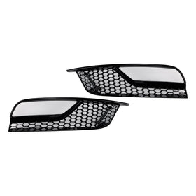 Gloss Black Front Fog Light Grill Covers Fit Audi A3 8V Sedan 2013-2016