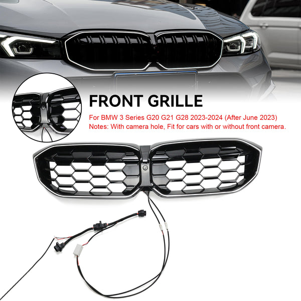 2023-2024 BMW 3 Series G20 G21 G28 Diamond Gloss Black Front Kidney Grille Mesh Generic