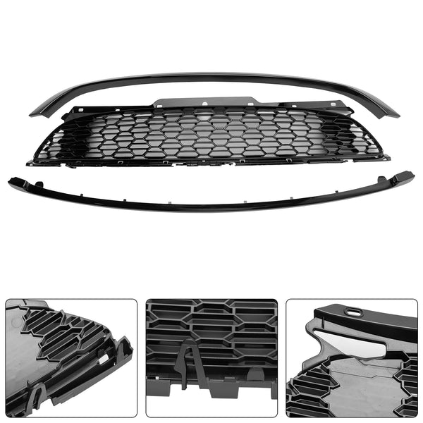 2008-2014 Mini R55 Cooper S & JCW 5-Door Estate 3Pcs Gloss Black Front Grill Grille Generic