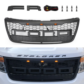 2012-2015 Explorer Bumper Grill W/Lights ABS Front Upper Grill Replacement Generic