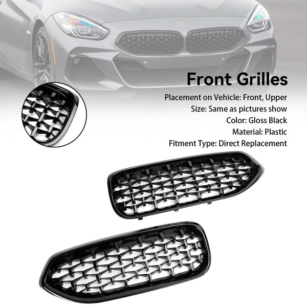 2019-2023 BMW G29 Z4 Diamond Style Gloss Black Front Kidney Grill Grille 51138091295 Generic