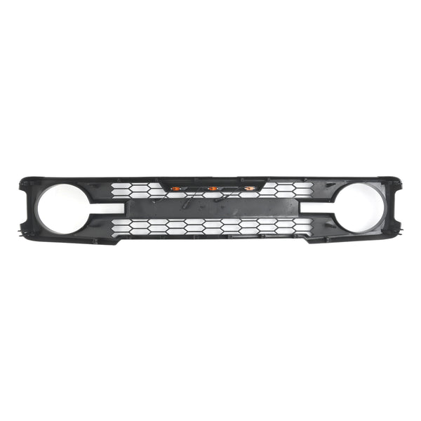 Bronco 2021-2023 Ford Black Front Bumper Grill With Amber Led Generic