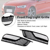 Gloss Black Front Fog Light Grill Covers Fit Audi A3 8V Sedan 2013-2016