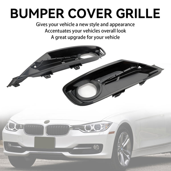 2013-2015 BMW 320i 320i xDrive 2.0L L4-Gas 2PCS Front Bumper Fog Light Grille Covers 51117300739 51117300740 Generic