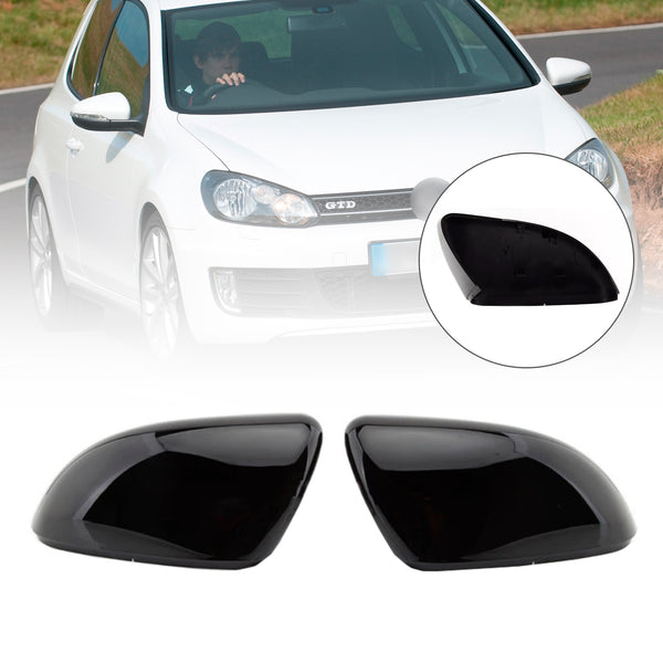 2pcs Gloss Black Door Wing Mirror Cover Caps Casing For VW Golf MK6 2009-2013