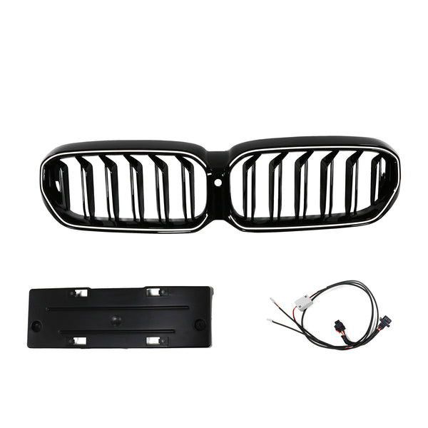 2021-2024 BMW 5 Series G30 G31 G38 Double Slat Front Kidney Grille Gloss Black Generic