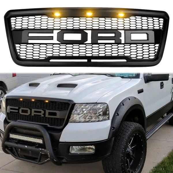 Ford F150 2004-2008 Grill Raptor Style Front Grille with LED Light & Letter Generic