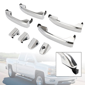 2015-2018 GMC Yukon (submodel: Denali, SLE, SLT) 4pcs Exterior Door Handle Chrome 14575050 Generic