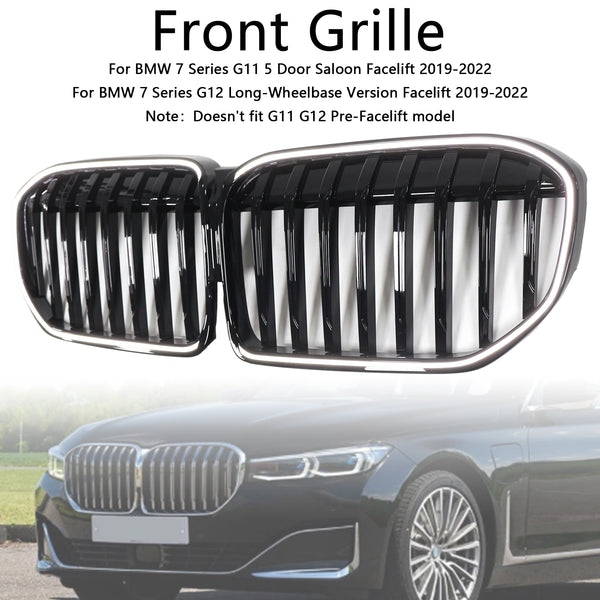 2019-2022 BMW 7 Series G11 G12 Single Slat Gloss Black Front Grill Grille Generic