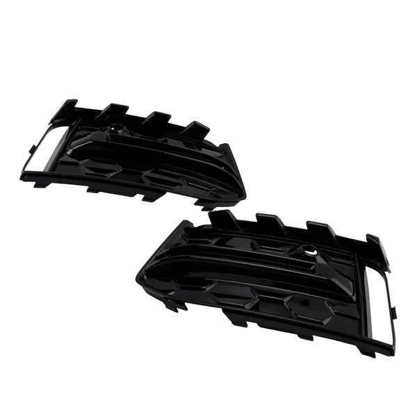 2PCS Front Bumper Fog Light Grille Trim Fit Audi A6L C8PA 2023+ Black