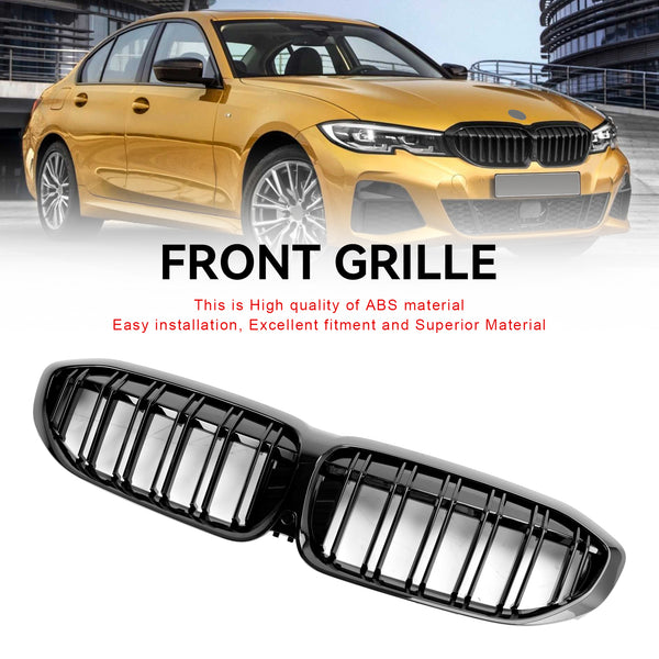 2019-2022 BMW 3 Series G20 G28 Black Dual Slat Kidney Grille Grill 51138072085 Generic