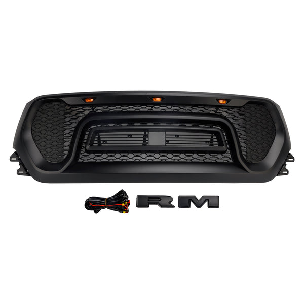 Dodge Ram 1500 2019-2024 Black Front Honeycomb Upper Hood Grille Gril