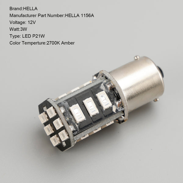 10X For HELLA LED Retrofit 1156A LED P21W 12V 3W BA15S 2700K Amber Generic