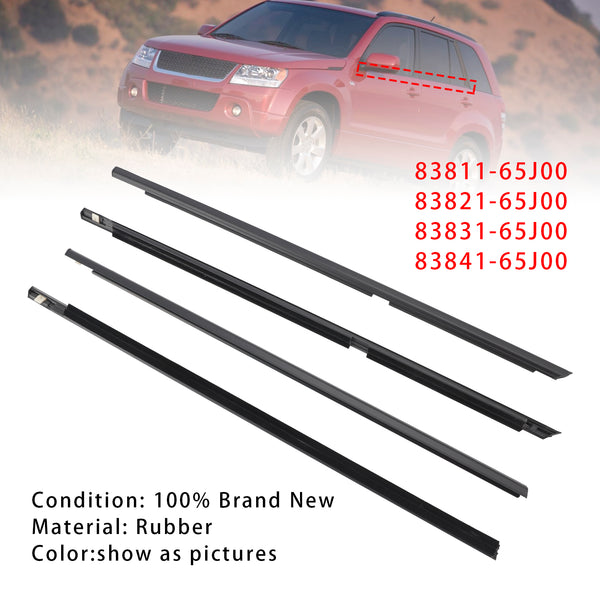 4PCS Door Glass Belt Outer Molding Weatherstrip For Suzuki Grand Vitara 09-13