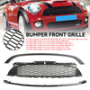 2008-2014 MINI R55 Cooper S & JCW 5-Door Estate 3PCS Gloss Black Front Grille Grill Generic