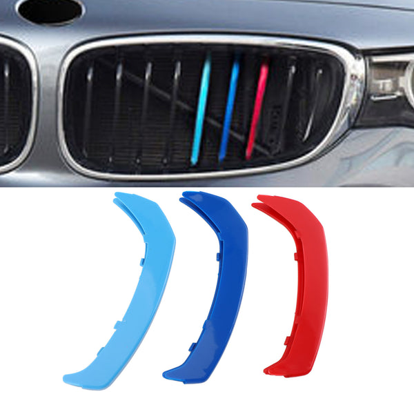 BMW GT3 9 Tri-Colour Front Grille Grill Cover Strips Clip Trim Grilles Generic