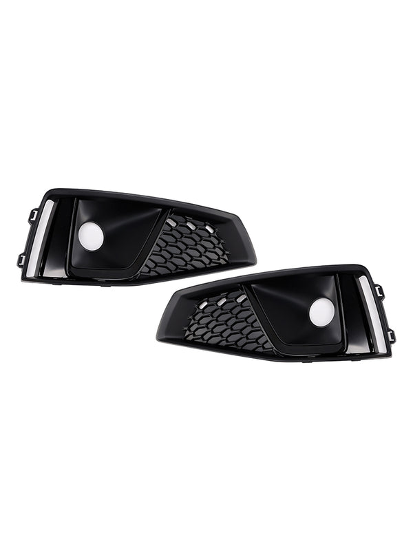 Black Front Fog Light Grille Trim Cover Fit Audi A4 B9 S-LINE S4 2018-2020