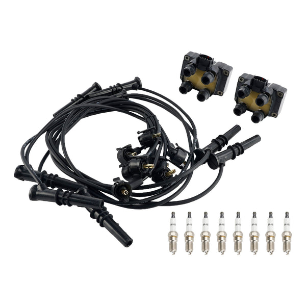 1996-1998 Ford Mustang V8 4.6L 2 Ignition Coil Pack 8 Spark Plugs and Wire Set FD487 DG530 Generic