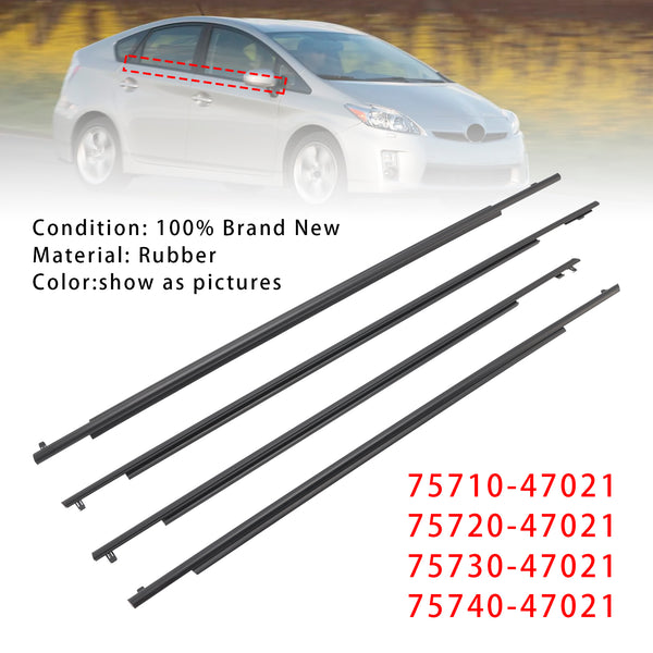 Toyota Prius 2010-2015 4PCS Door Glass Belt Outer Molding Weatherstrip 75710-47021