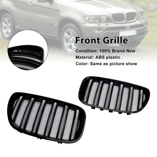 BMW X-Series X5 E53 2004-2006 Gloss Black Front Kidney Grille Grill