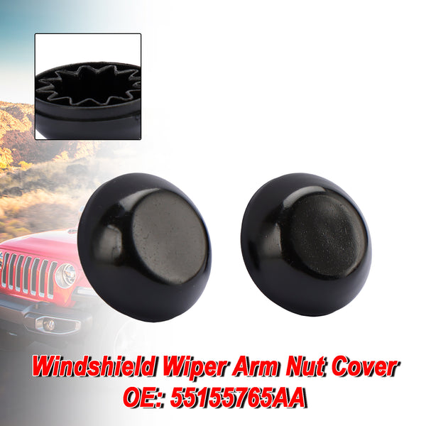 2× Windshield Wiper Arm Nut Cover 55155765AA 53112640 For Jeep Wrangler 2018 Generic