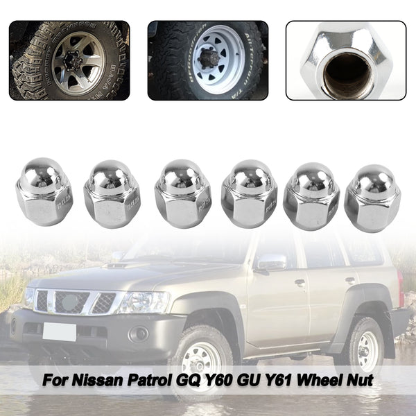 Nissan Patrol GQ Y60 GU Y61 Ford Maverick 6PCS Chrome Wheel Nut 40224V5500 40224-V5500 Generic