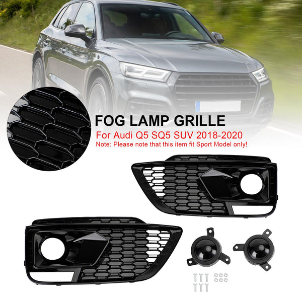 18-20 RSQ5 Audi Q5 SQ5 SUV Black Front Honeycomb Fog Lamp Grilles Cover Generic