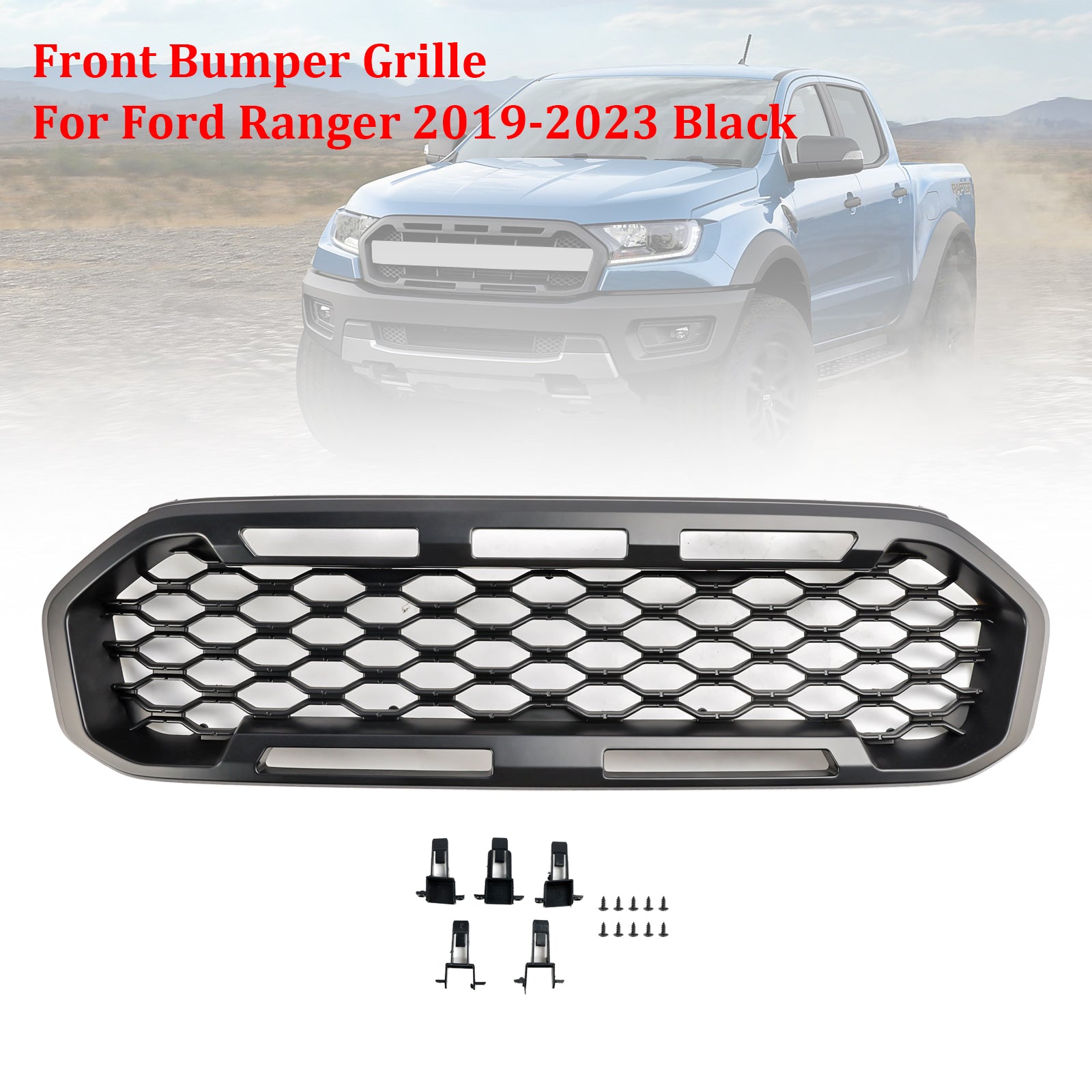 2021 Ford Ranger Front Bumper 2019-2023 Ford Ranger T8 Front Bumper Grill Grille Black Generic | UCarPart