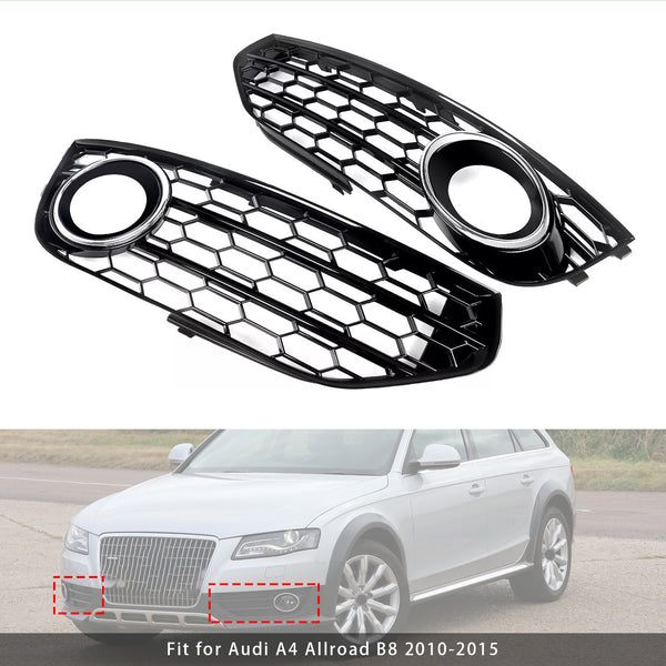 2010-2015 Audi A4 Allroad B8 Front Bumper Honeycomb Fog Light Grille Chrome Trim 8K0807681H 8K0807682H Generic